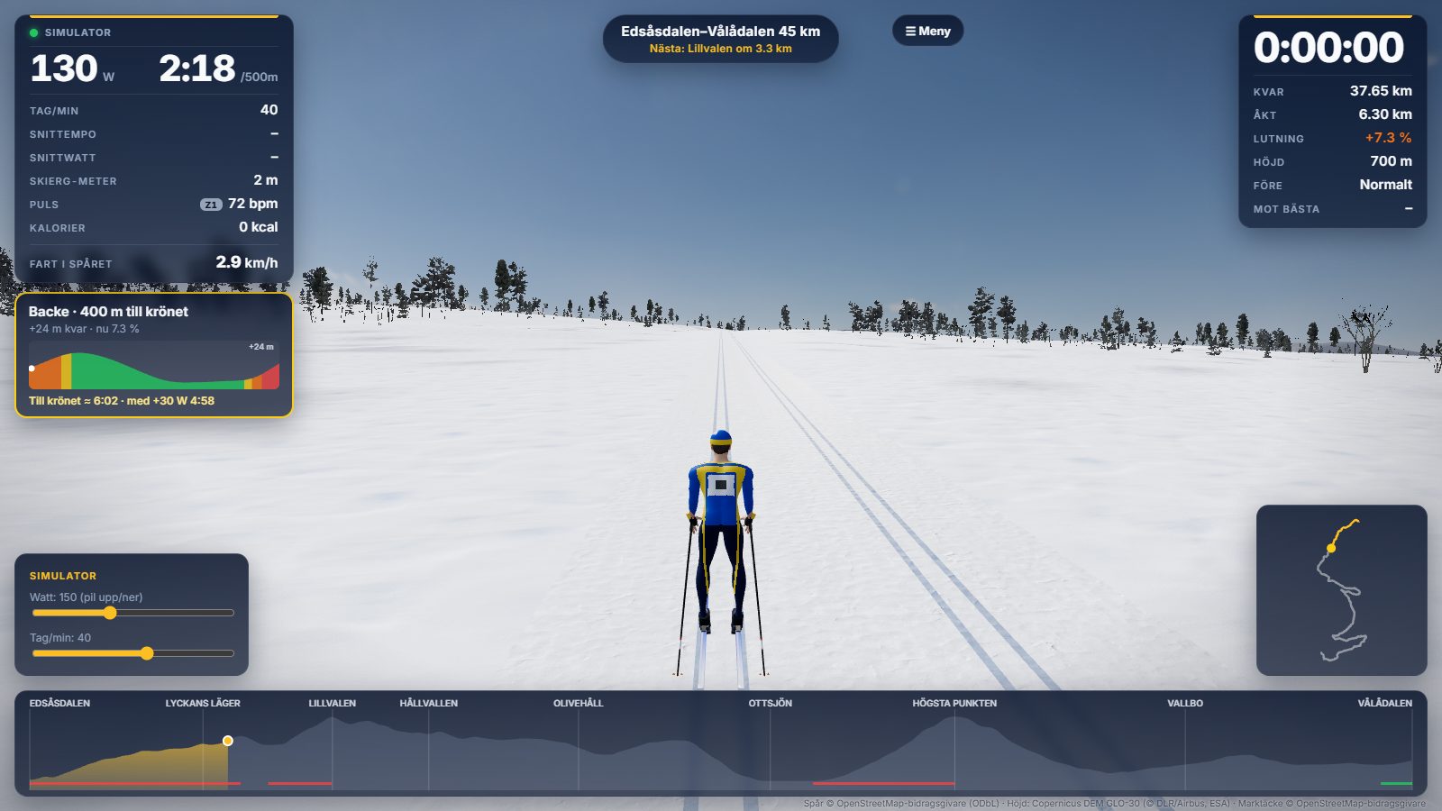 Climb warning on a mountain course